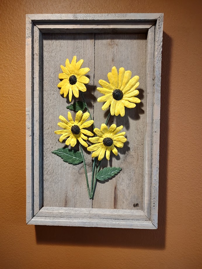 Finished Sunflower arrangement hand carved