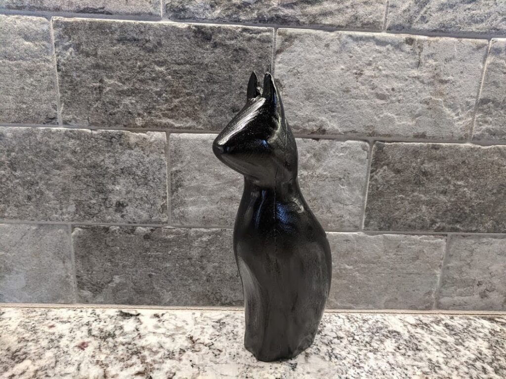 Hand Carved Black Cat