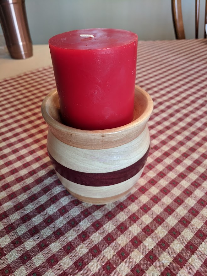 Candle holder hand turned Holiday 