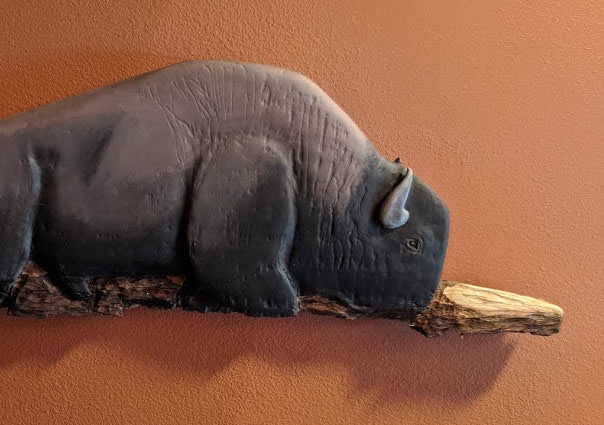 Hand Carved Bull Buffalo