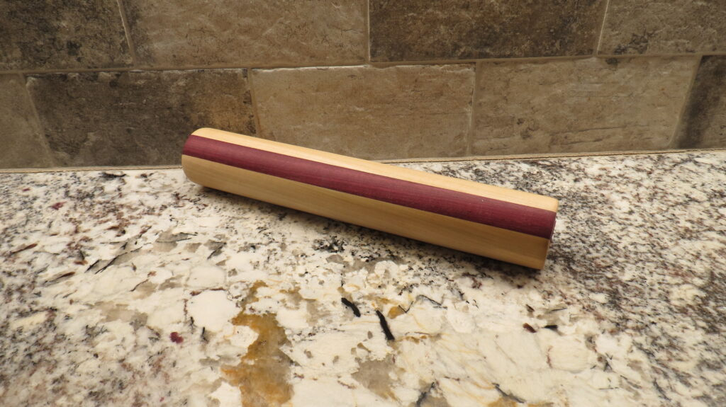 Rolling pin made of Purple Heart and Poplar hand turned on Midi-Lathe 12"